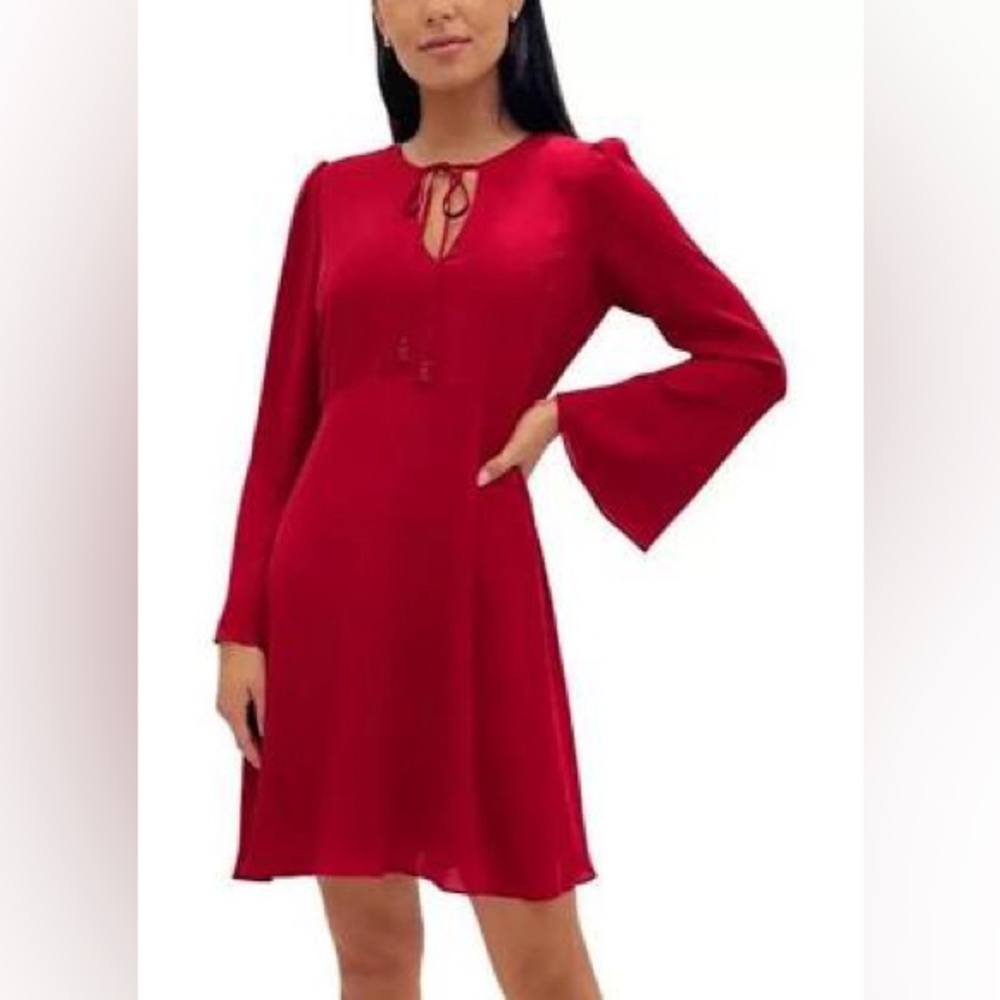 NWT Sam Edelman Women’s Red Double V Bell Sleeve Mini Dress Size 8